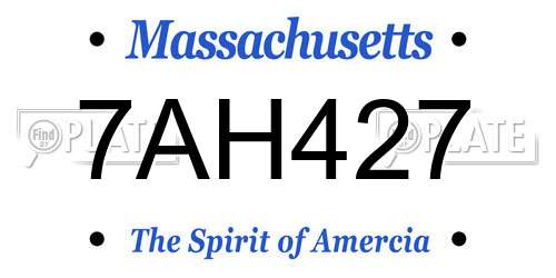 7AH427 Massachusetts License Plate