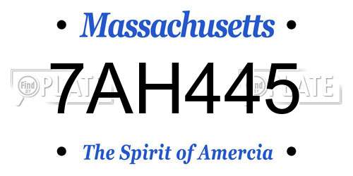 7AH445 Massachusetts License Plate