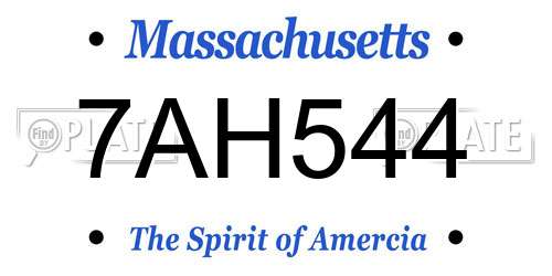 7AH544 Massachusetts License Plate