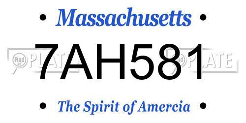 7AH581 Massachusetts License Plate
