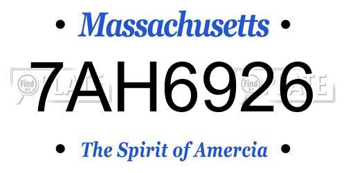 7AH6926 Massachusetts License Plate