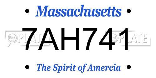 7AH741 Massachusetts License Plate
