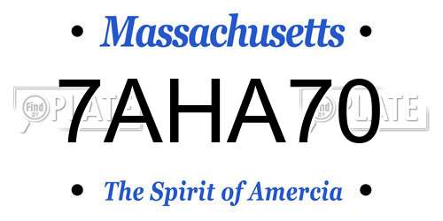 7AHA70 Massachusetts License Plate