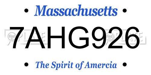 7AHG926 Massachusetts License Plate