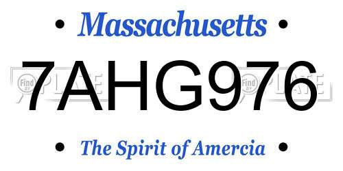 7AHG976 Massachusetts License Plate
