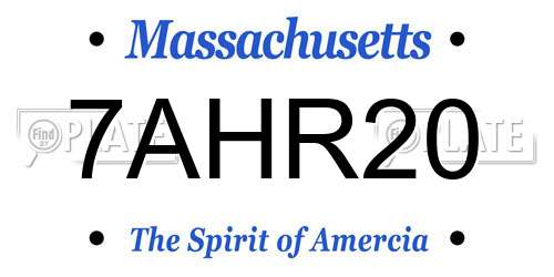 7AHR20 Massachusetts License Plate