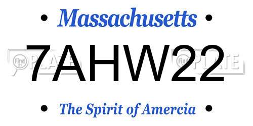 7AHW22 Massachusetts License Plate