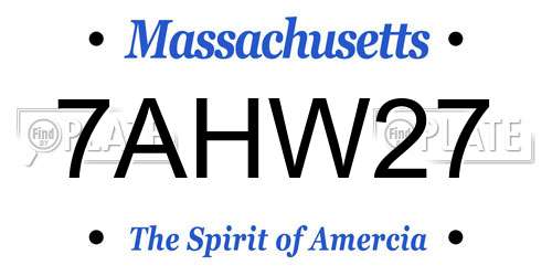 7AHW27 Massachusetts License Plate