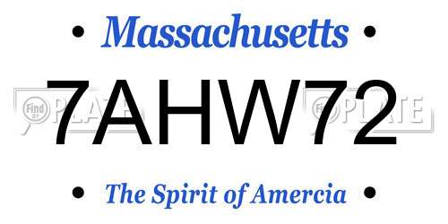 7AHW72 Massachusetts License Plate
