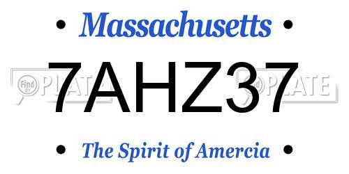 7AHZ37 Massachusetts License Plate