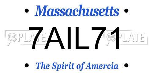 7AIL71 Massachusetts License Plate