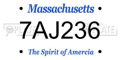 7AJ236 Massachusetts License Plate