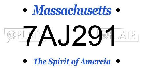 7AJ291 Massachusetts License Plate