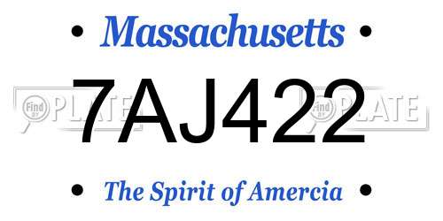 7AJ422 Massachusetts License Plate