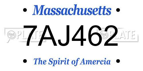 7AJ462 Massachusetts License Plate