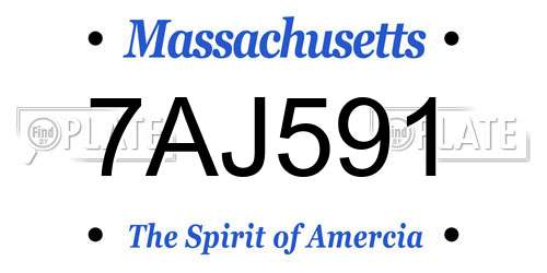 7AJ591 Massachusetts License Plate