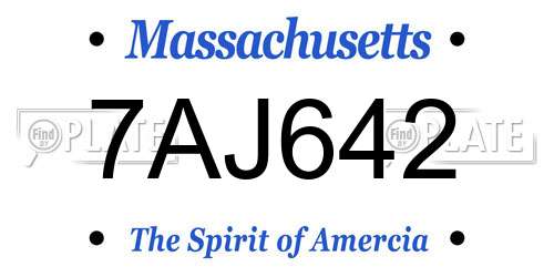 7AJ642 Massachusetts License Plate