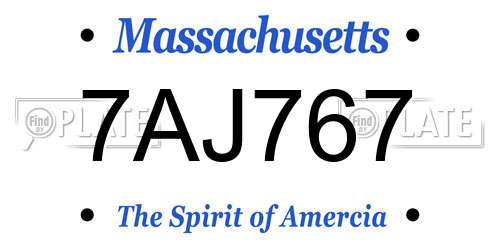7AJ767 Massachusetts License Plate