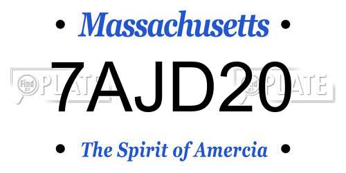 7AJD20 Massachusetts License Plate