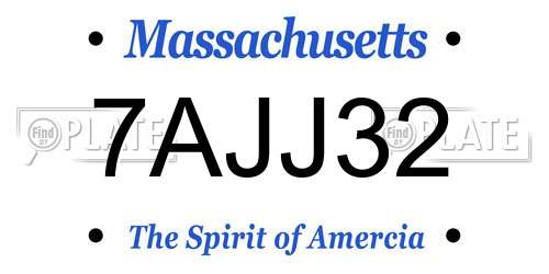 7AJJ32 Massachusetts License Plate