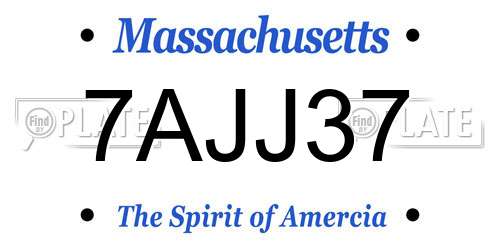 7AJJ37 Massachusetts License Plate