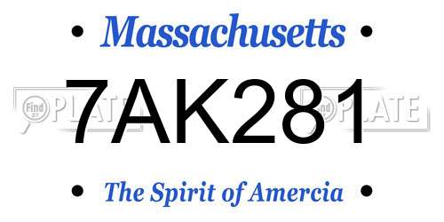 7AK281 Massachusetts License Plate