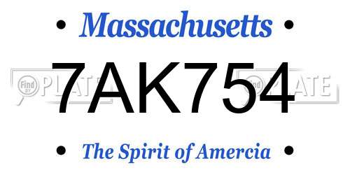 7AK754 Massachusetts License Plate