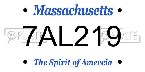 7AL219 Massachusetts License Plate
