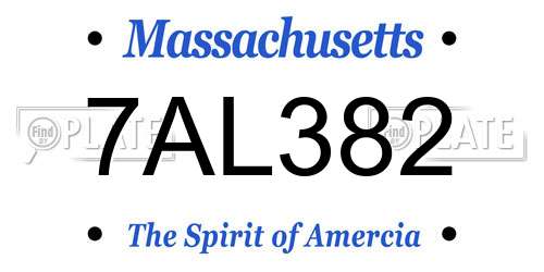 7AL382 Massachusetts License Plate