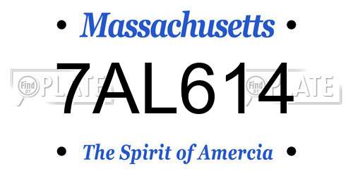 7AL614 Massachusetts License Plate