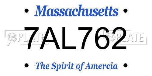 7AL762 Massachusetts License Plate