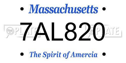 7AL820 Massachusetts License Plate