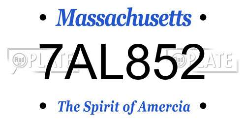 7AL852 Massachusetts License Plate