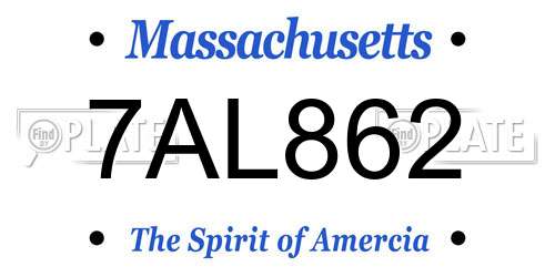 7AL862 Massachusetts License Plate