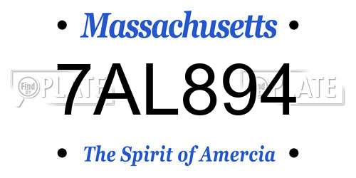 7AL894 Massachusetts License Plate