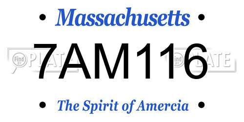 7AM116 Massachusetts License Plate