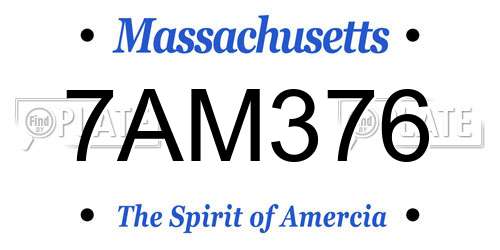 7AM376 Massachusetts License Plate