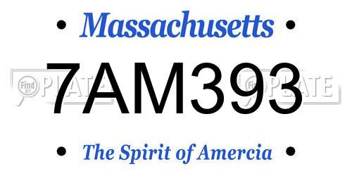 7AM393 Massachusetts License Plate
