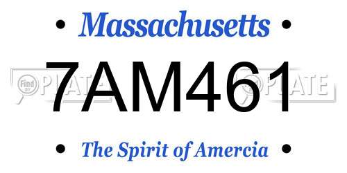 7AM461 Massachusetts License Plate