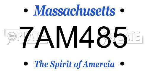 7AM485 Massachusetts License Plate