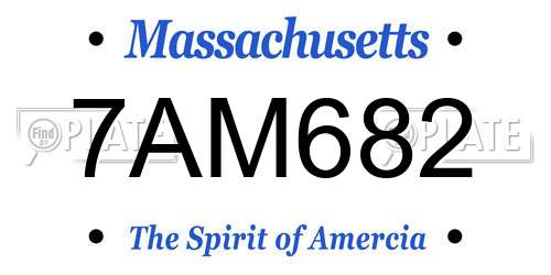 7AM682 Massachusetts License Plate