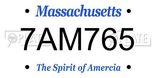 7AM765 Massachusetts License Plate