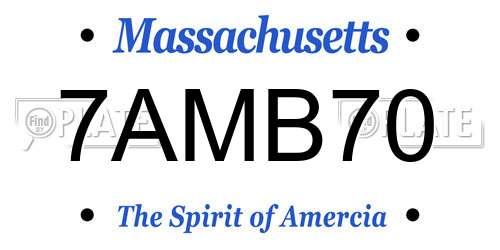7AMB70 Massachusetts License Plate