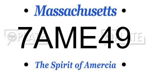 7AME49 Massachusetts License Plate