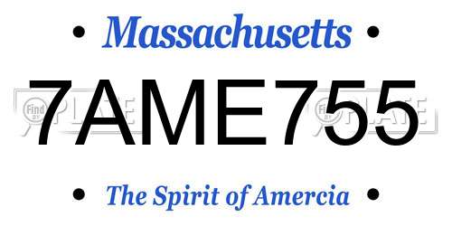 7AME755 Massachusetts License Plate
