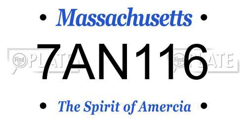 7AN116 Massachusetts License Plate