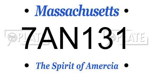 7AN131 Massachusetts License Plate
