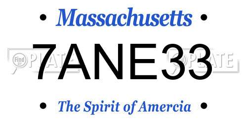 7ANE33 Massachusetts License Plate