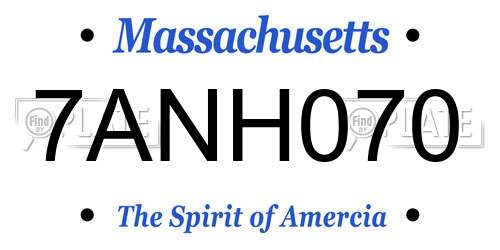 7ANH070 Massachusetts License Plate