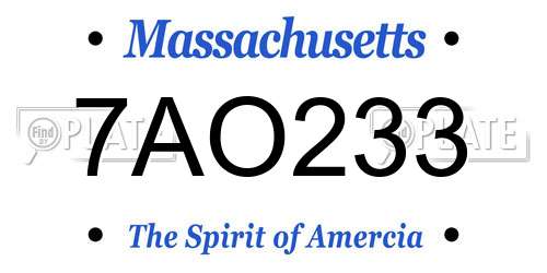 7AO233 Massachusetts License Plate